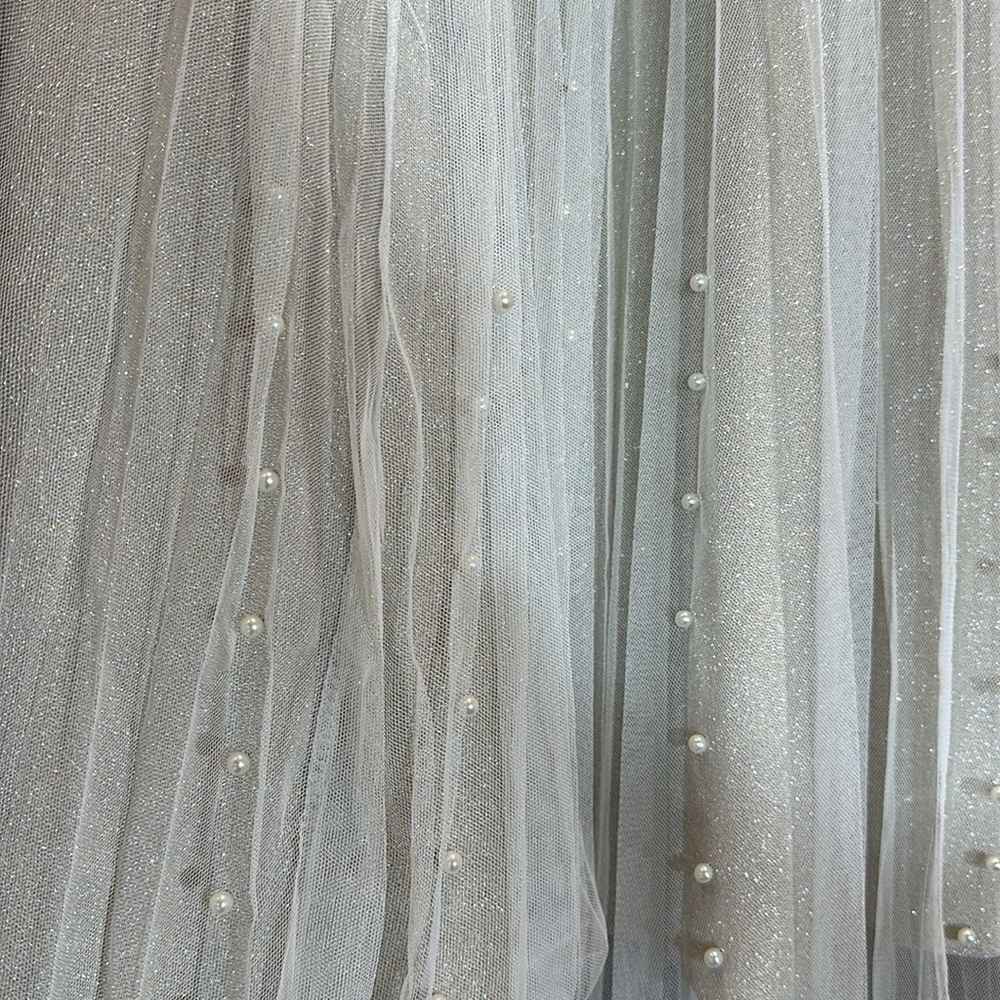 Apricot Pearled Tulle A-Line Skirt Flowy Midi Formal Prom NWT - Picture 3 of 8